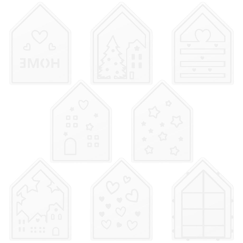 8Pcs DIY Silicone Art House Mold Set Easy Demold Mini House Casting Epoxy Resin Molds Christmas Crafts Mold for Home Decoration