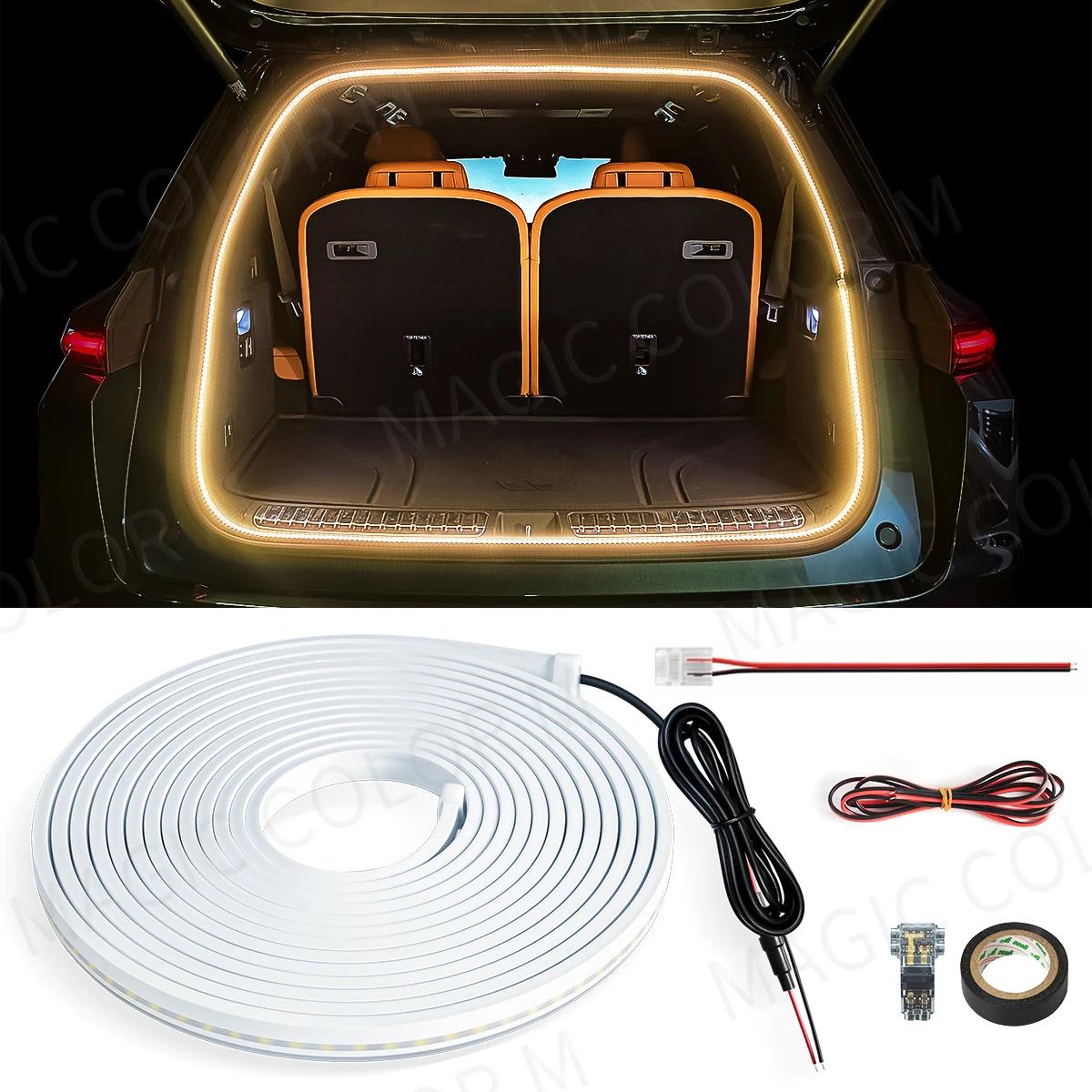 

5M Car Trunk Light For Tesla 3 Y S X Car Ambient Decorative Atmosphere Lamp Led Flexible Strip Universal Ultra-bright Interior теплим білим кольором