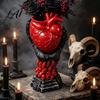 Skull Base Ornament Hand Holding Human Heart Organ Vase Gothic Anatomical Shaped Planter Spooky Halloween Desktop Flower Pot for Living Room