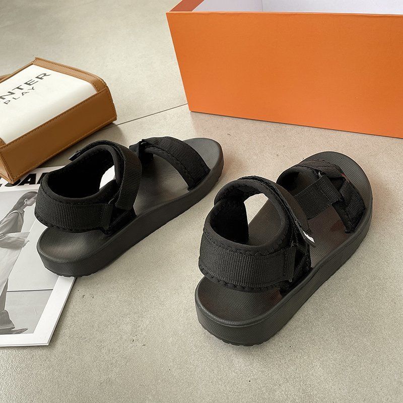 Summer Versatile Sports Sandals Women's Casual Flat Bottom Simple Non-slip Velcro Beach Seaside Shoes Women