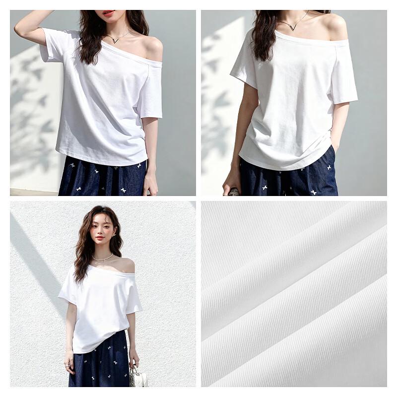 MJ STYLE Women's Off-Shoulder Short Sleeve T-Shirt