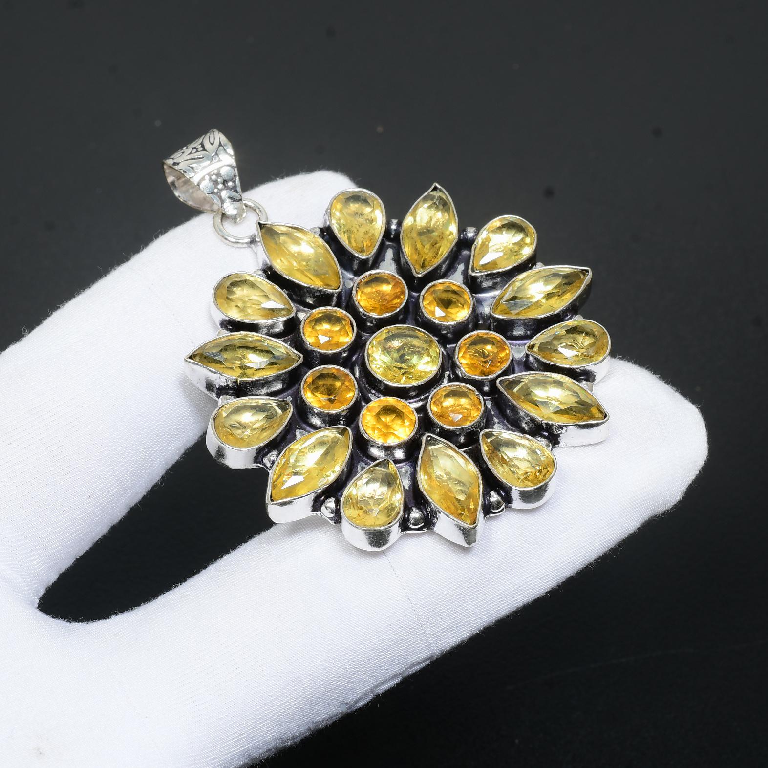 

Драгоценный камень из черного шпинеля, подвеска из стерлингового серебра 925 пробы ручной работы, подвеска с цветочным дизайном из черной шпинели, ювелирные изделия из черной шпинели для подарков 2.17 жёлтый