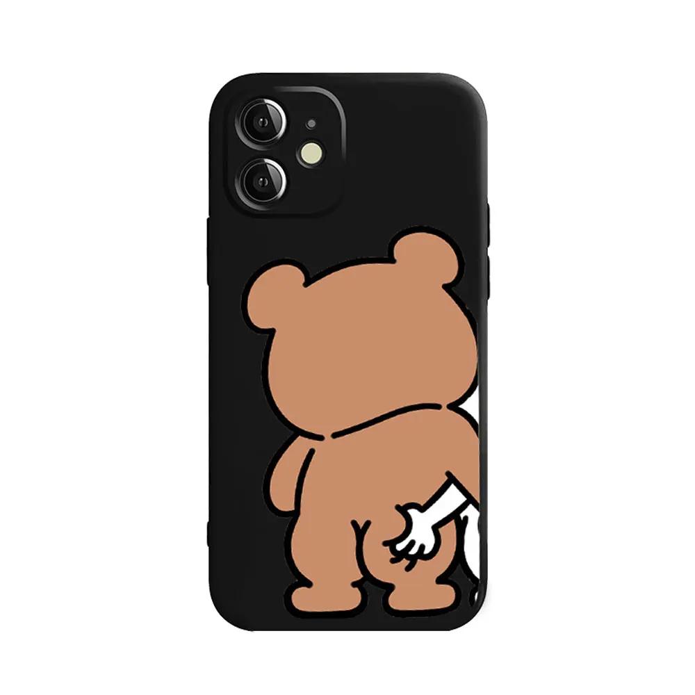 Funny Bunny Bear Couple Phone Case for IPhone 13 14 15 12 11 Pro Max Mini X XR XS MAX 7 8Plus SE2 Cute Animal Clear Paired Cover