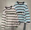 Xiao Wang's Spring/Summer 2023 Korean Style Plus Size Color Block Striped Long Sleeve T-shirt