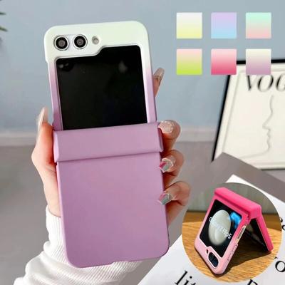 Funda de teléfono con gradiente de protección de bisagra completa a la moda para Samsung Galaxy Z Flip 5 5G, funda protectora de Color delgada a prueba de golpes para PC dura