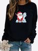 Autumn New Sweater Women Winter Long Sleeved Casual Round Neck Black Cats Printed Loose Sweatshirt Tops & Blouses Plus Size T-shirts