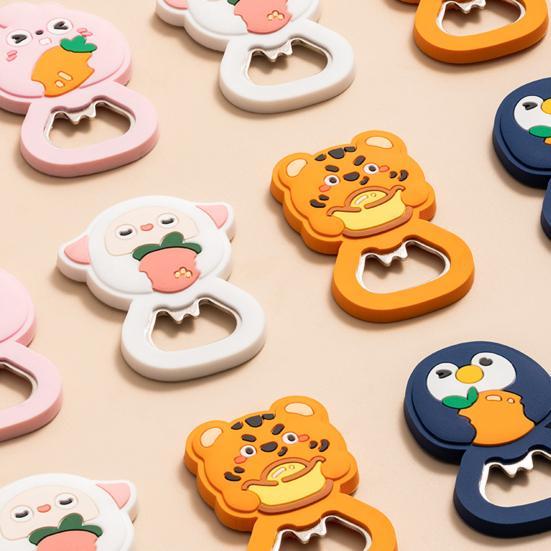 Jar Opener 2-in-1 Labor-saving Stainless Steel Animal Shape Can Opener Fridge Magnet Kitchen Supplies