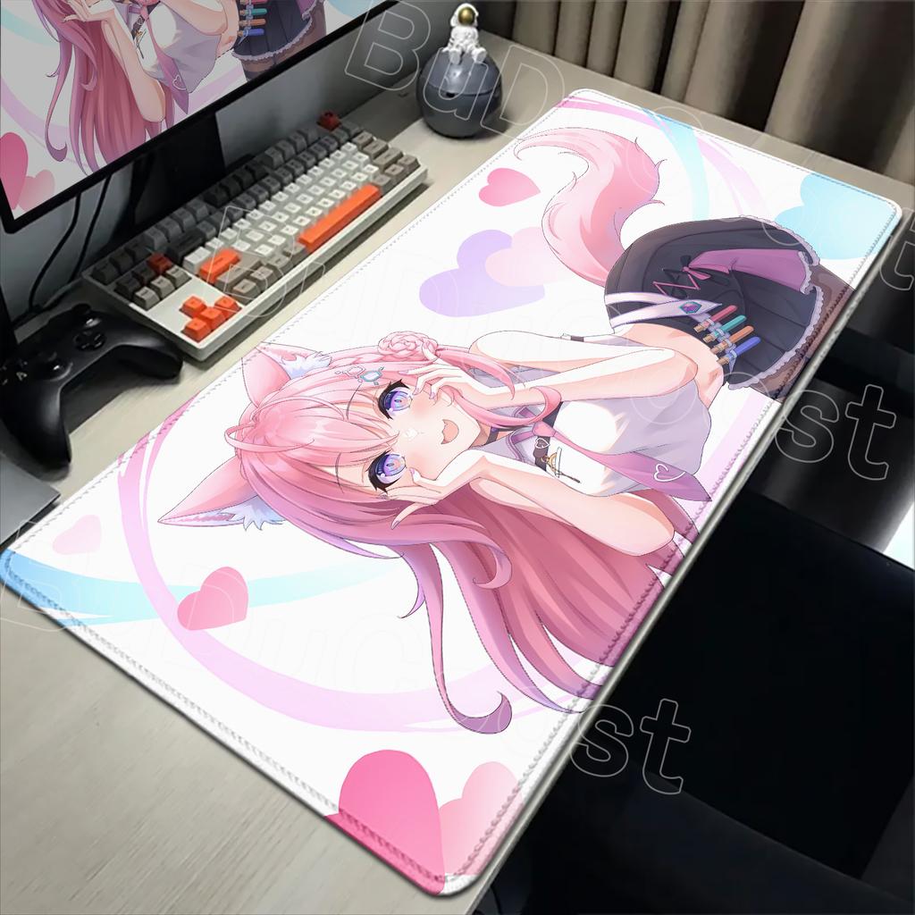 Cute Pink Anime Girl Hakui Koyori Mouse Pad Kawaii Hololive Large Table Mat Laptop Keyboard Pad XXL Mousepad PC Gamer Carpet Mat