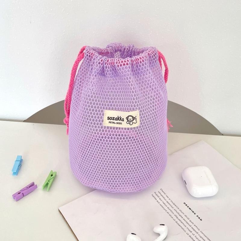 

Mesh Large Capacity Drawstring Pocket Makeup Toiletry Storage Bags Travel Washing Body Shower Organizer Cosmetic Organizer фиолетовый
