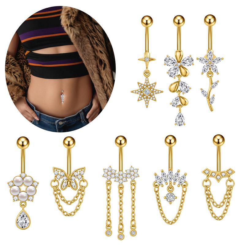 Simple Belly Button Rings Stainless Steel Butterfly Navel Piercing Barbell For Women  Belly Ring Sexy Body Jewelry