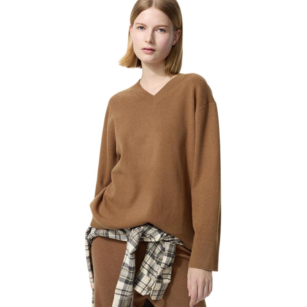 UNIQLO Loose V-Neck Simple Versatile Pullover Sweater Women sweater 486320-35