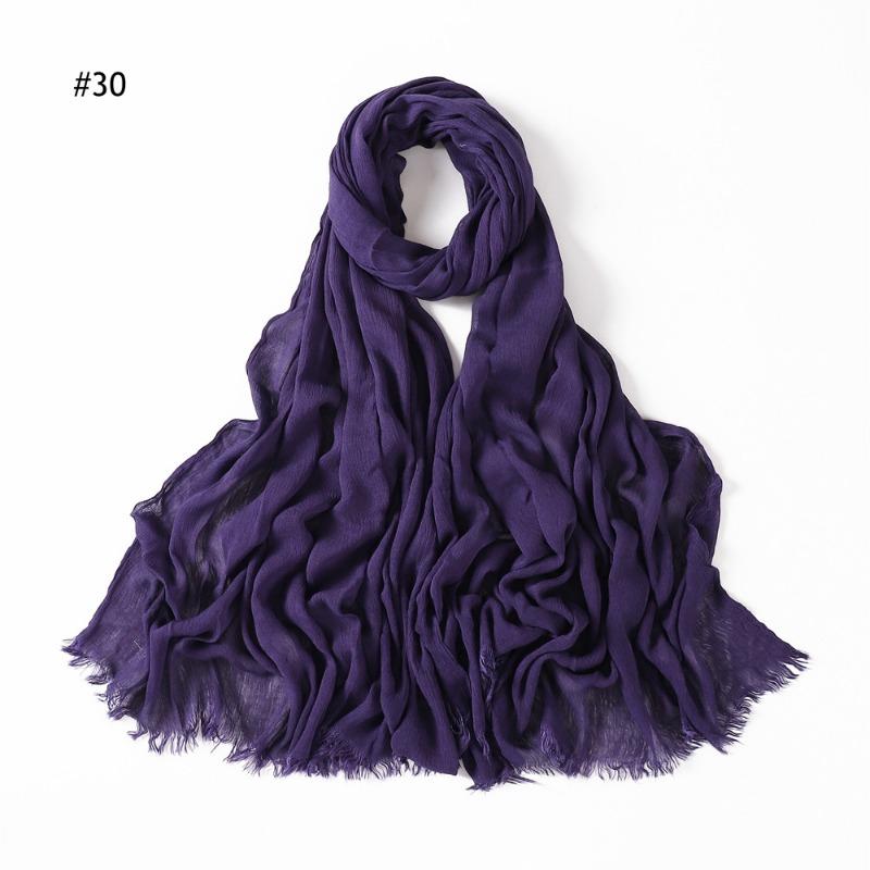 % Rayon Pleated Solid Color Human Cotton Two-end Beard Bag Headscarf Female, New Breathable Soft Scarf