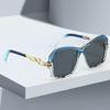 Vintage Sunglasses Women Green Yellow Gradient Lens Geometric Frame Modern Design Personality Glasses
