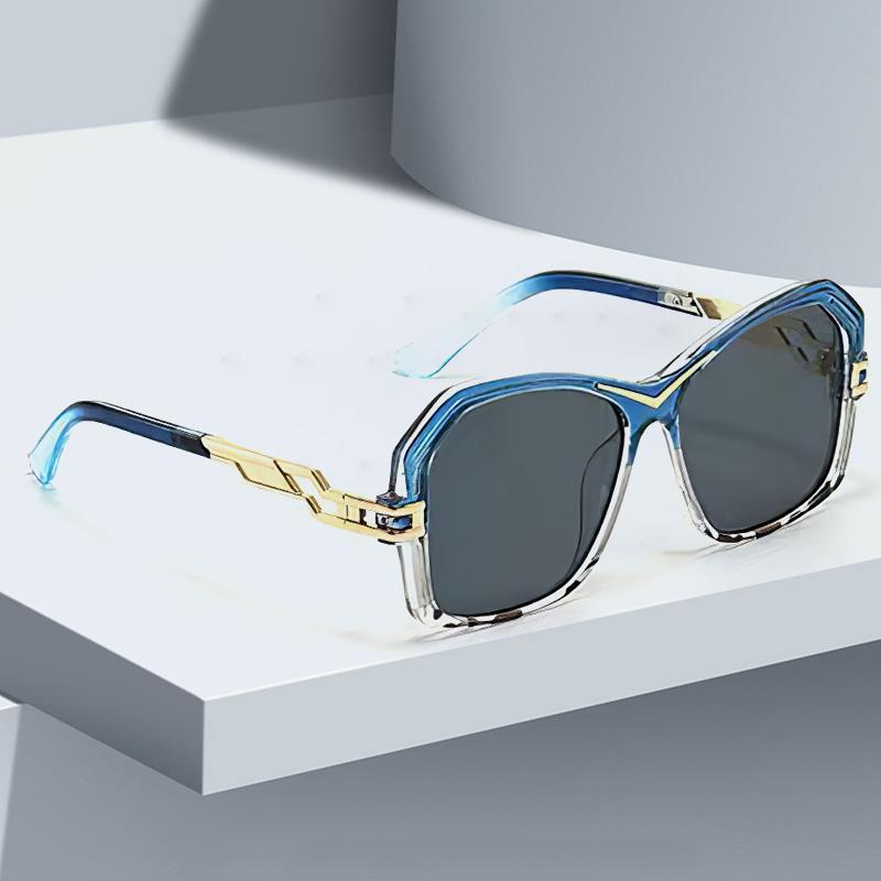 Vintage Sunglasses Women Green Yellow Gradient Lens Geometric Frame Modern Design Personality Glasses