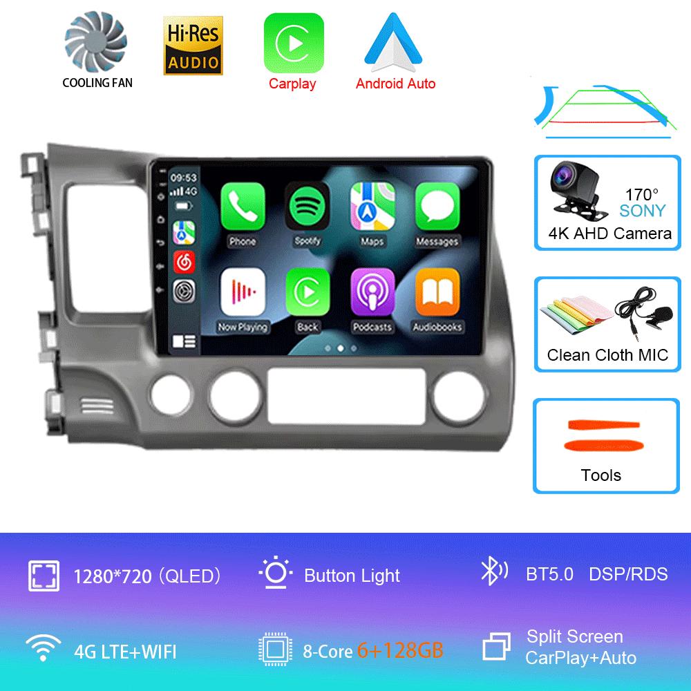 For Honda Civic 2005 - 2012 2Din 4G Android 14 Car Stereo Radio Multimedia Video Player Navigation GPS Head Unit Carplay Monitor