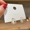 New Earrings, Half Circle Around Pearl Stud Earrings, Temperament Earrings, New Trendy Earrings, Silver Needle Earrings.