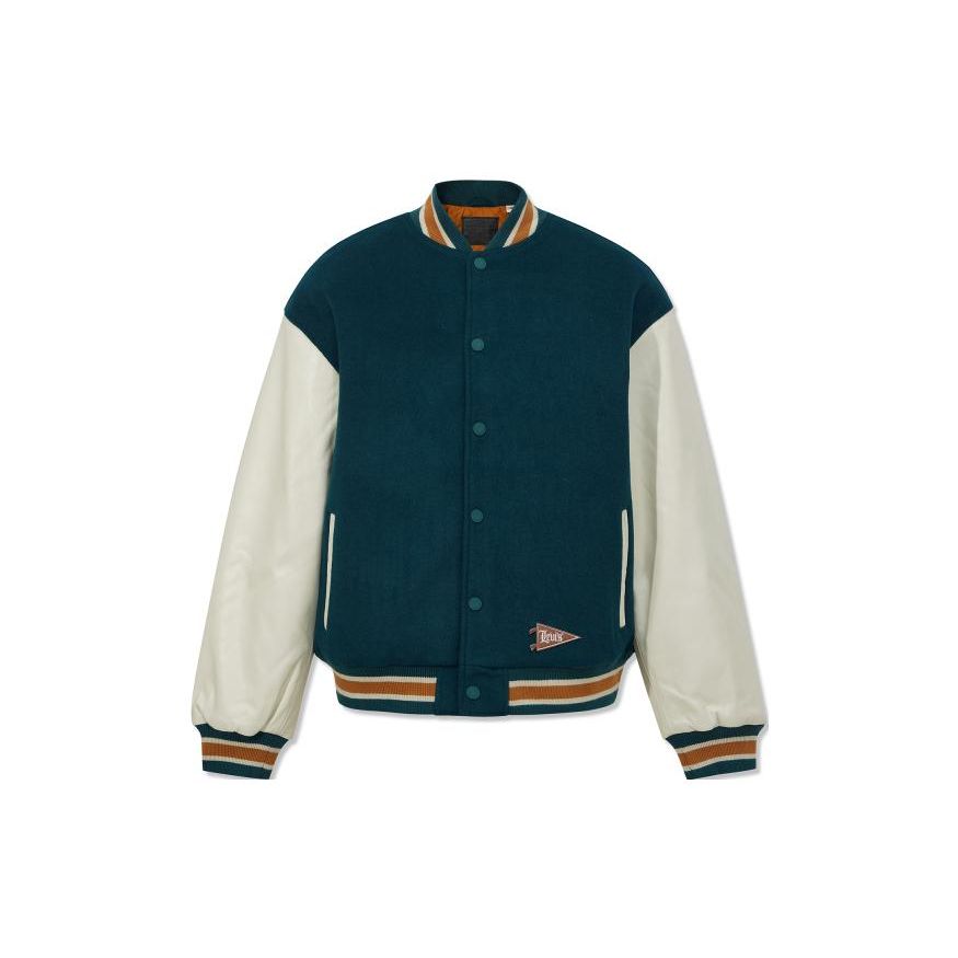 

Куртка-поло Levis SS23 с вышитым логотипом и одной пуговицей, бейсбольная, мужская, синяя, белая A4452-0000