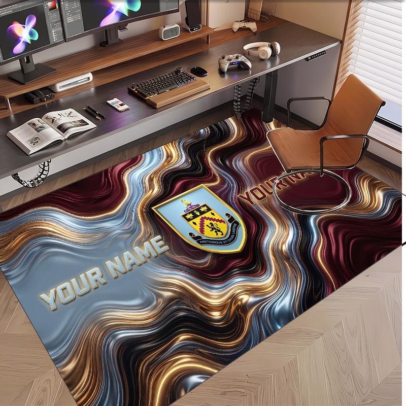 Personalized Crystal Velvet Carpet Burnley Football Pattern Non Slip Floor Rug