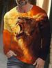 Camiseta de manga larga con estampado de león para hombre, ropa informal para hombre, camisetas de moda con estampado 3D completo de animales, ropa de calle