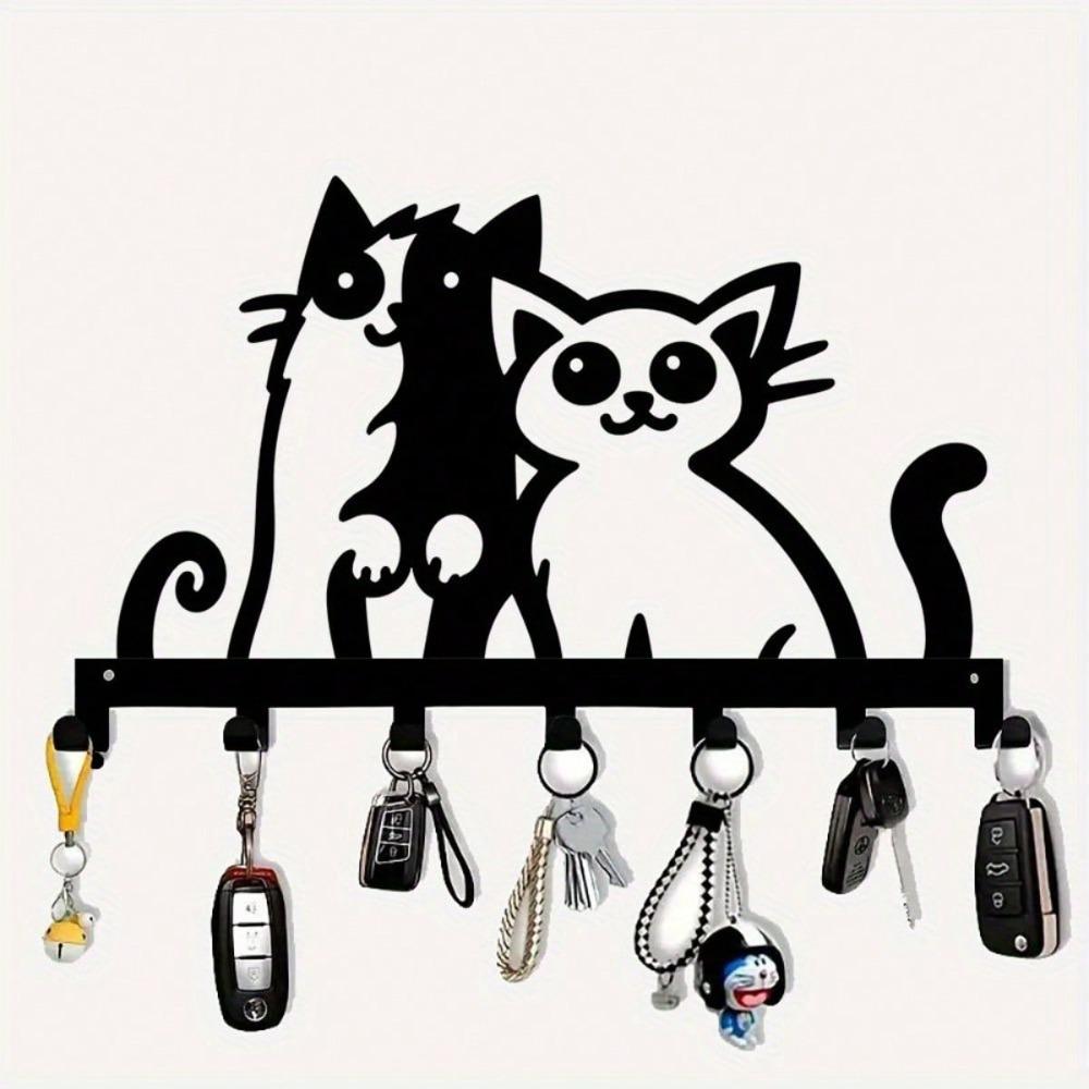 Metal Key Holder Wall Mount 7 Hook Rustproof for Keys Towels Coats Kitchen Bathroom Entryway Durable Pet Friendly Home Decor