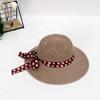 Fashion Dot Ribbon Bowknot Straw Hat for Women Summer Travel Beach Mesh Breathable Large Brim Sunshade Cap Girls Fisherman Hat