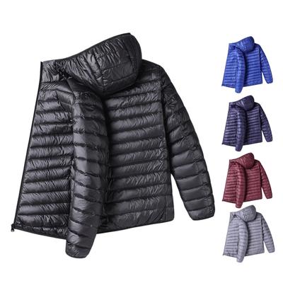 Men Winter Cotton Coat Hooded Long Sleeve Solid Color Lightweight Cotton