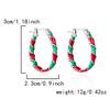 Merry Christmas Colorful Earrings Ear Hoop for Women Minimalist Red Green Twist Round Circle Earring for Women Girl New Year Xmas Jewelry Gifts