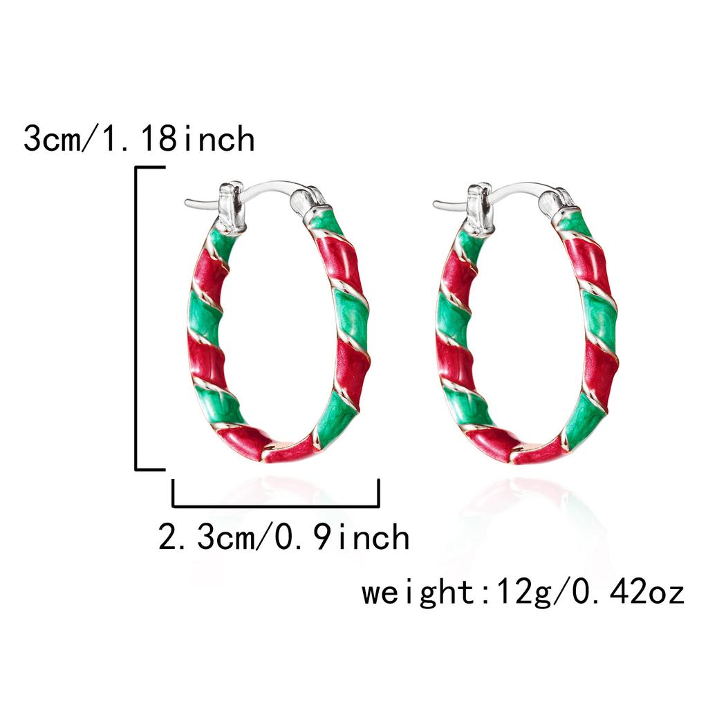 Merry Christmas Colorful Earrings Ear Hoop for Women Minimalist Red Green Twist Round Circle Earring for Women Girl New Year Xmas Jewelry Gifts