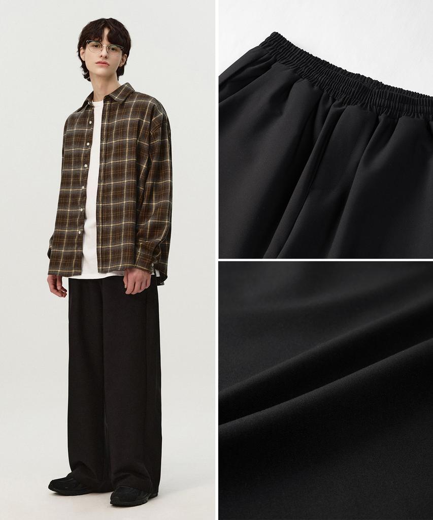 TOPBOY Easy Wide Elastic Waist Slacks Black