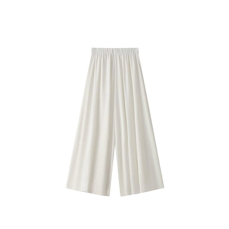 Glutinous rice culottes autumn and winter swinging wide-leg pants women's elastic waist loose and thin small casual glutinous rice pants