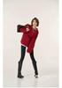 Encorela Women's Red Round Neck Pure Wool Sweater - Loose, Thick, Cozy Knit