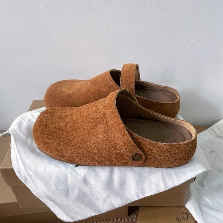 Soft leather version Two-wearing bag head and half slippers women s 2025 new niche round head to increase the height of lazy people to work 35 4253₽