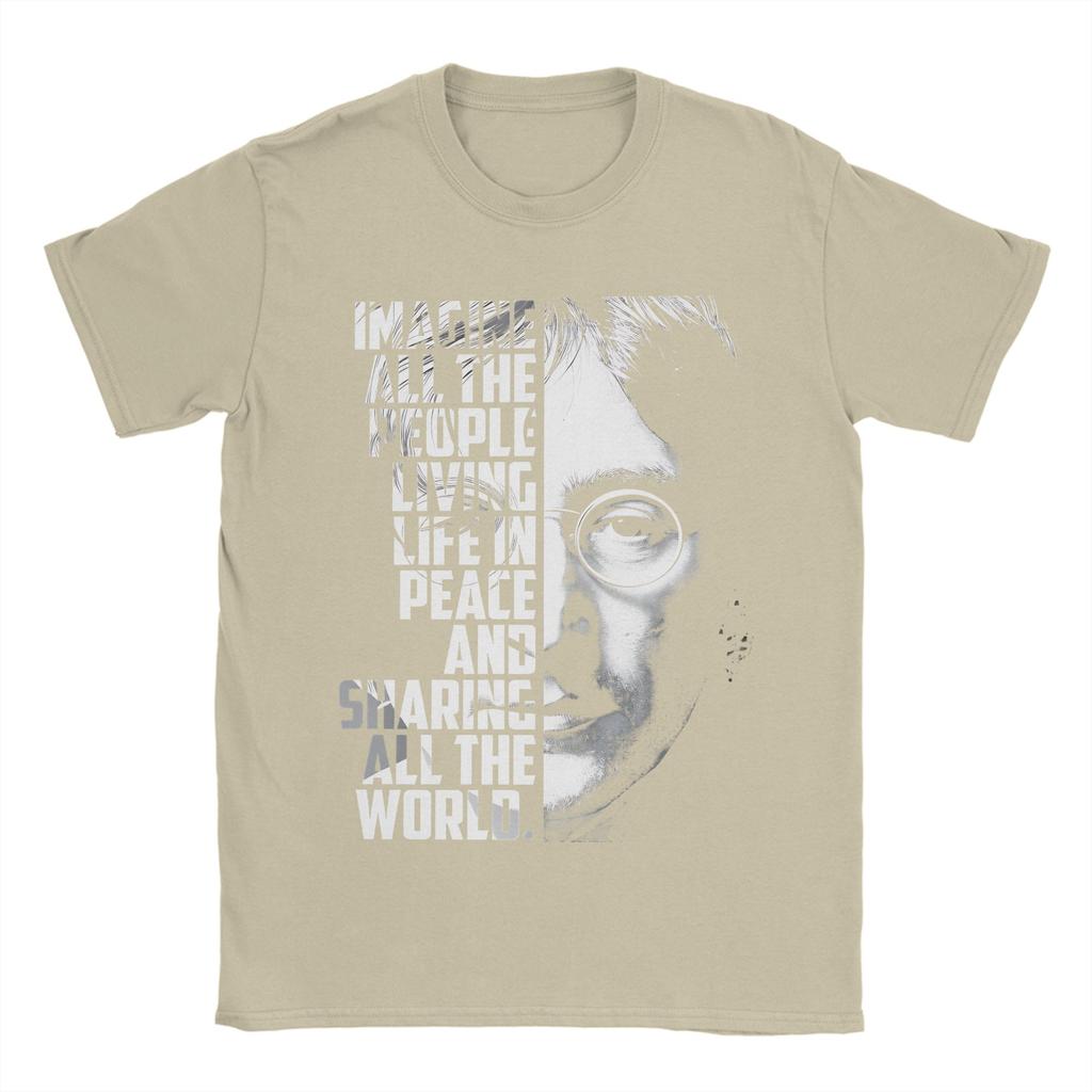 John Lennon Poster Unisexs T Shirts Humorous Tees Short Sleeve Round Neck TShirt Cotton 4XL 5XL 6XL Clothing