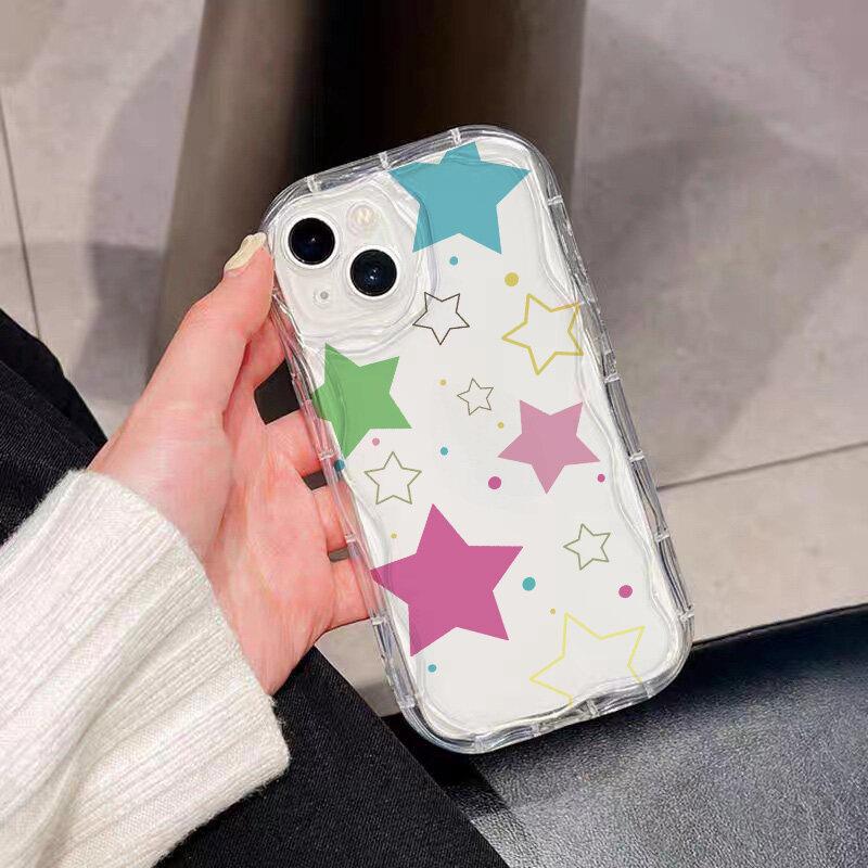 Cute Pink Stars Phone Case For Xiaomi Mi POCO X7 X6 Pro F6 M6 X5 F3 F4 M3 M4 X4 GT X3 NFC 14 11 Lite 5G NE 12T 12 Wavy Cover