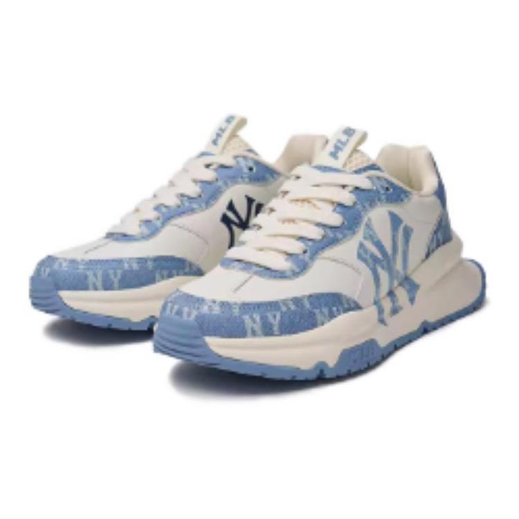 New MLB Chunky Runner Low Top Casual Shoes Unisex White Blue 3ARNCRD4N-50BLS