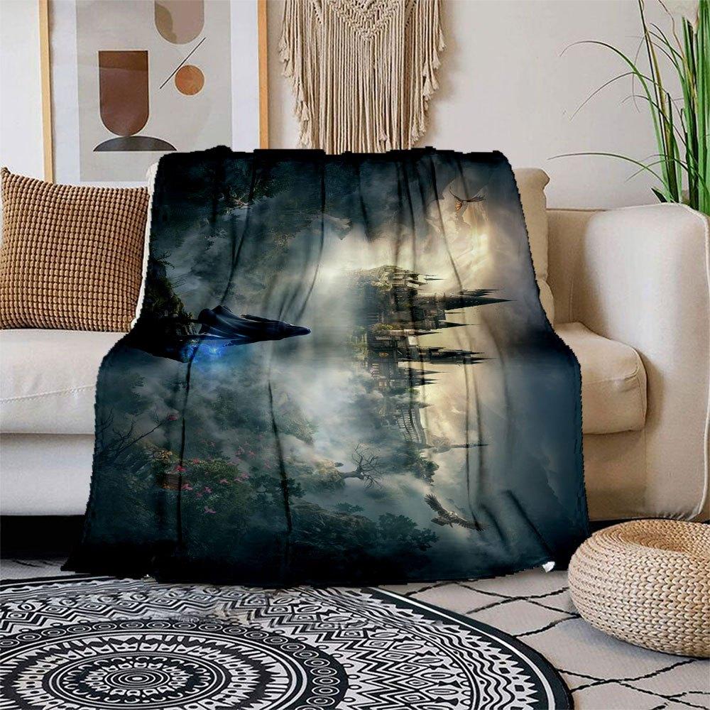 

Fantasy Castle Adventure Poster PrintBlanket Flannel Throw Blanket for Sofa, Bed, Travel, Camping, Office, Couch, Chair 80cm×120cm