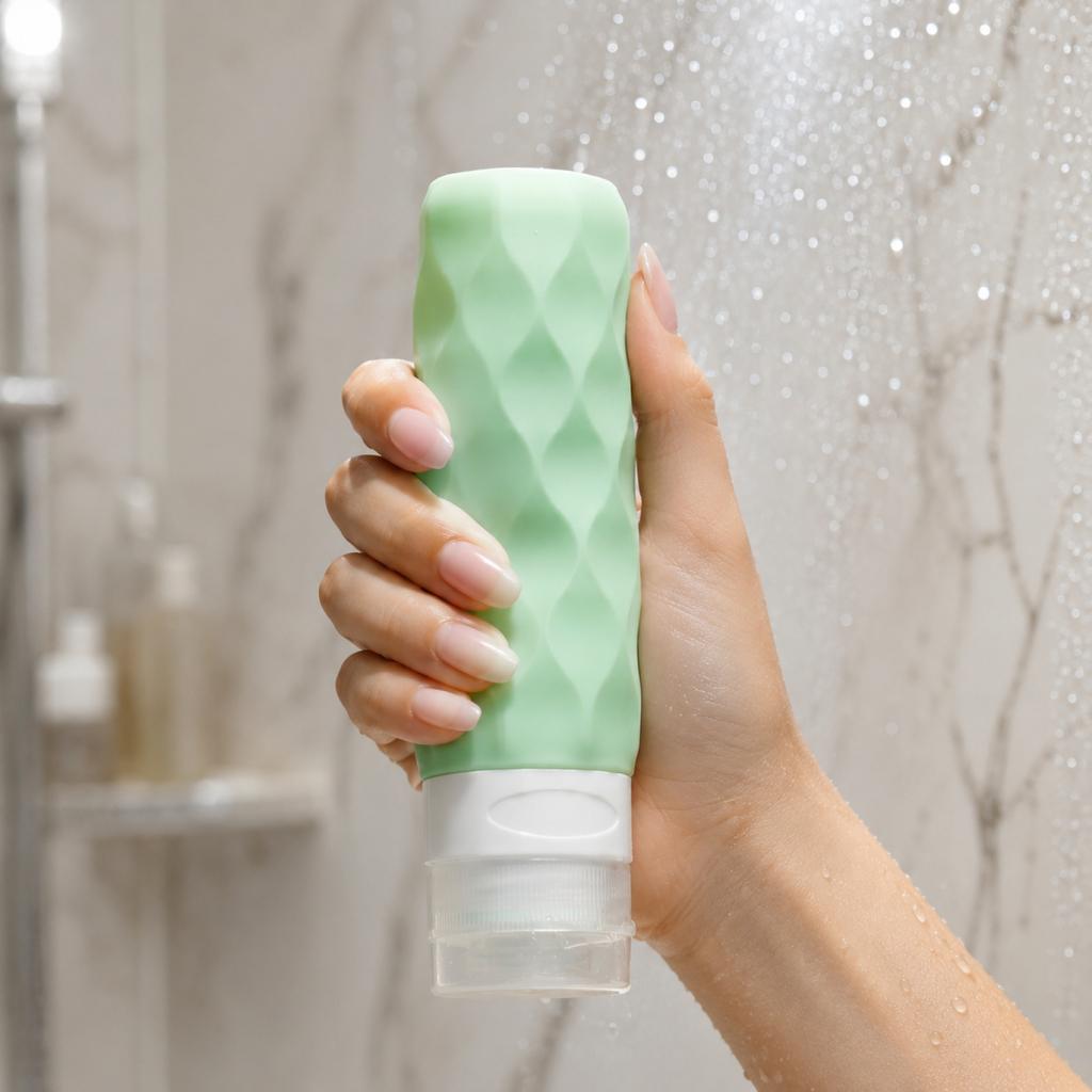Silicone Travel Bottles Set for Shampoo and Body Wash, Portable Toiletry Containers