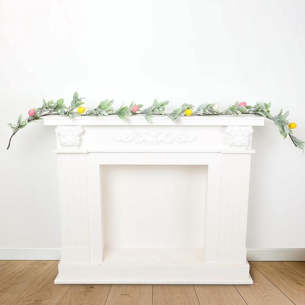 Plastic Easter Egg Garland with Green Leaves Faux Hanging Garland Egg Vine String  Indoor Outdoor