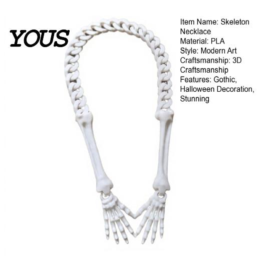 Necklace Halloween Gothic Skeleton Hand Necklace, Punk Cosplay Skull Claw Pendant Palm Choker, Costume Jewelry for Men Women