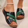 New Summer Beach Fashion Wedge Sandals for Women Mix Color PU Leather Platform Slippers Woman Comfort Non Slip Outdoor Slippers