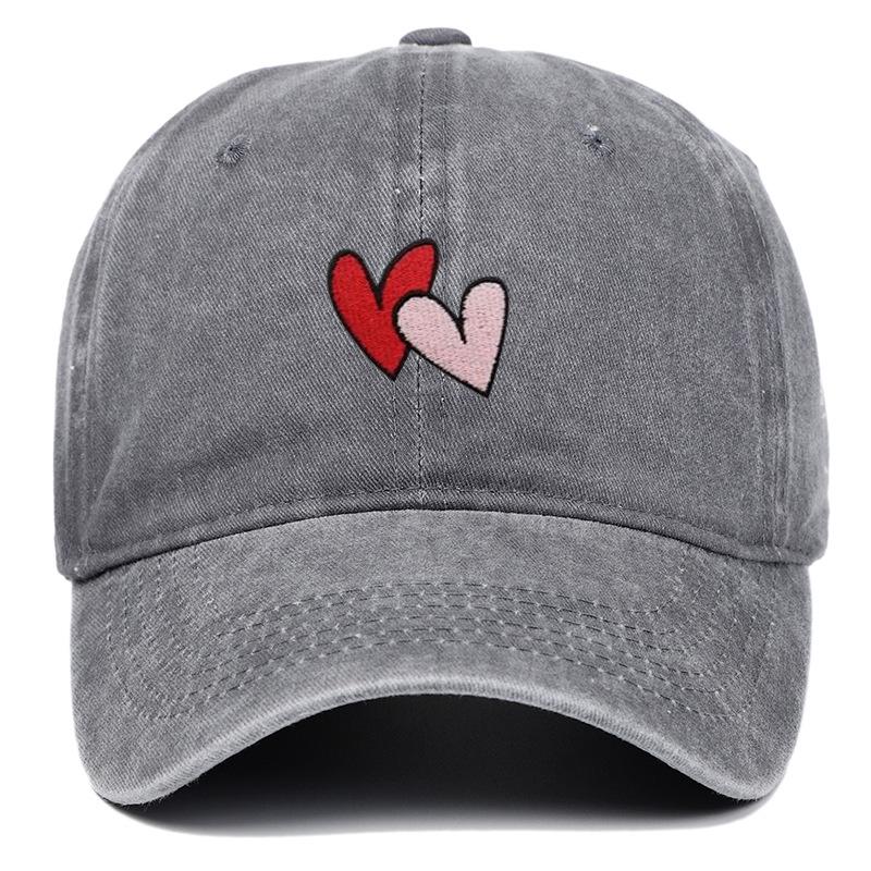 Versatile Vintage Peach Heart Embroidery Baseball Cap - Korean Style, Thin, Soft Brim, Spring/Summer, Unisex