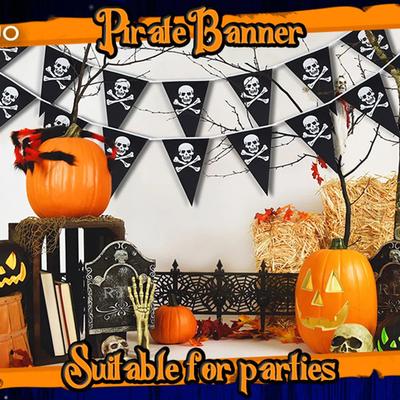 Pirate Party Decor Skull Pennant Flags Halloween Pirate Banners Easy To Hang