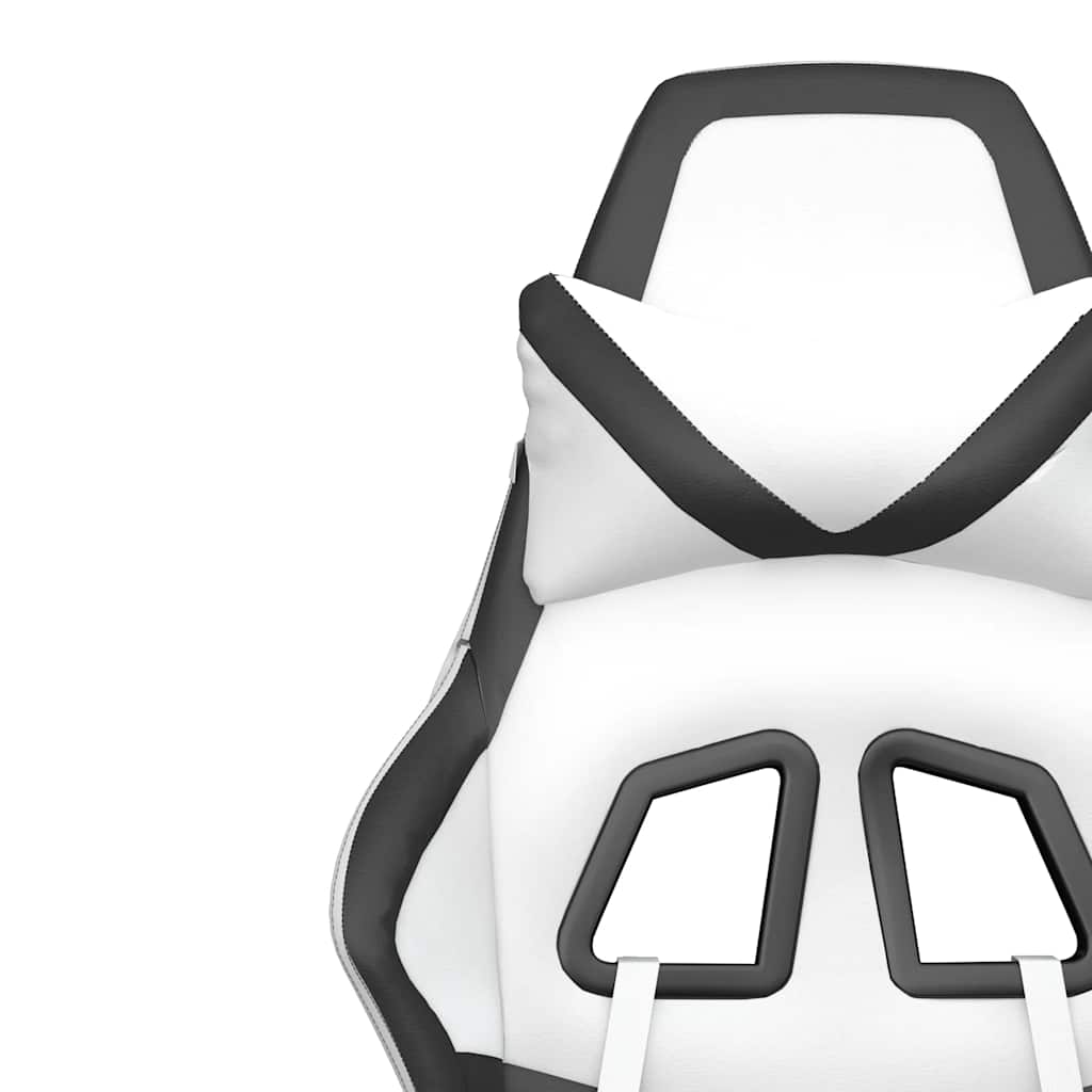 Gaming Chair with Massage Function White and Black Artificial Leather