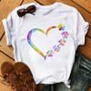 Women's Large Size Short Sleeve Crewneck T-Shirt Cartoon Hand-Painted Dog Paw Print Warm Polyester Fabric Summer Fashion