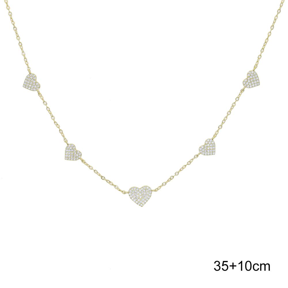 New High Quality Micro Pave White CZ Heart Charm Link Chain Necklace Minimal Delicate Lover Girlfriend Fashion Jewelry