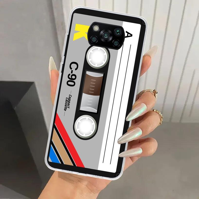 Vintage Magnetic Old Tape Cassette Phone Case for Xiaomi Poco X6 X5 X4 X3 Nfc F6 F5 F4 GT F3 F2 Pro F1 M5S M4 M3 5G Soft Funda P