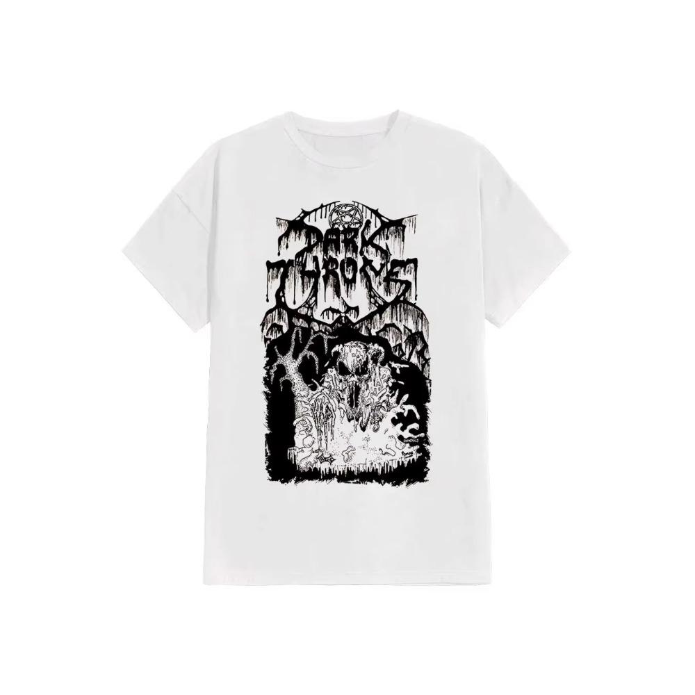 Unisex Punk Rock Black King Printed Comfortable Heavy Metal T-Shirt Loose Short Sleeve Top for Wear  Men Clothing