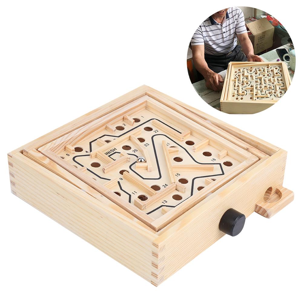 Wooden Children Maze Board Game Kid Balances Ball Maze Board Educational Toy GiftMaze S