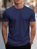 Unisex European Round Neck Short Sleeve T-shirt - Solid Color, Regular Fit