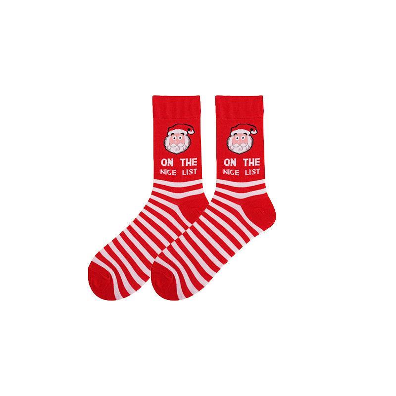 1 Pair New Santa Claus Men'S Socks Elk Tide Socks Christmas Tree Geometry Happy Funny Socks